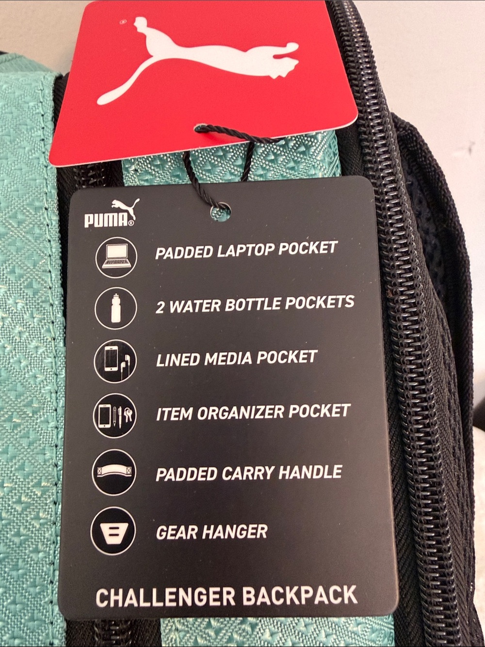 Puma Teal and Black Backpack with White Logo - Picture 9 of 10